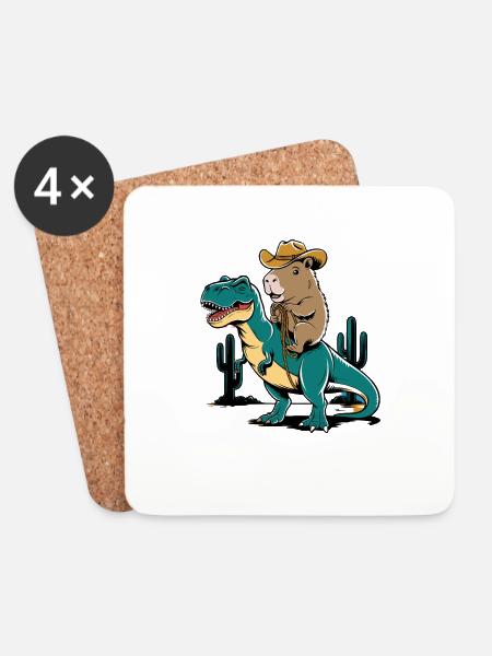 Niedliches Capybara auf Dinosaurier für einen - Untersetzer (4er-Set) - Weiß