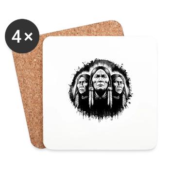 Indianer Häuptling für Indianer Fan - Untersetzer (4er-Set) - Weiß - Vorne