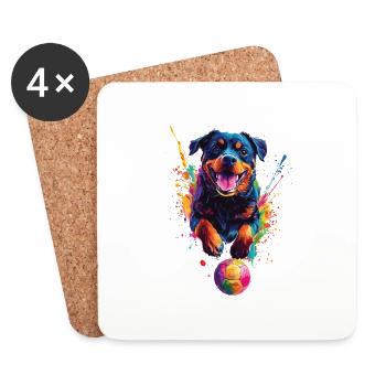 Rottweiler - Untersetzer (4er-Set) - Weiß - Vorne