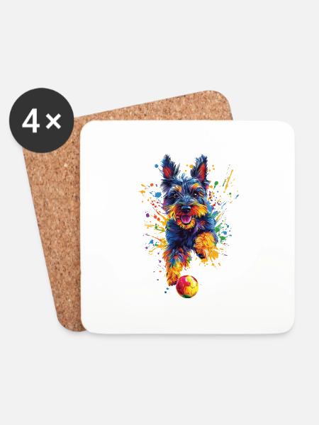 Scottish Terrier - Untersetzer (4er-Set) - Weiß