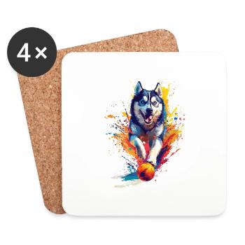 Sibirischer Husky - Untersetzer (4er-Set) - Weiß - Vorne