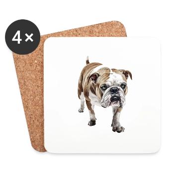 Bulldogge - Untersetzer (4er-Set) - Weiß - Vorne
