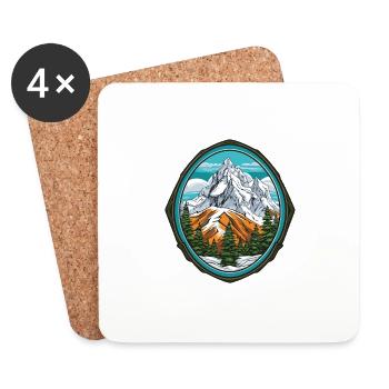 Mountains Nature Symbol - Coasters (set of 4) - white - Front