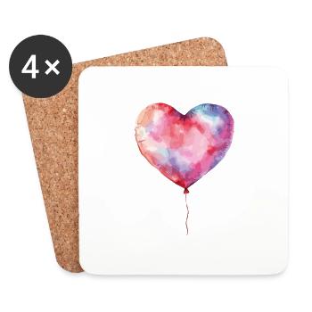 Heart Balloon Birthday - Coasters (set of 4) - white - Front