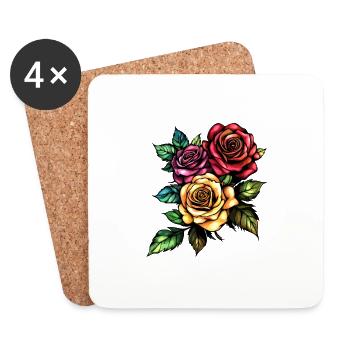 Roses Flowers Love - Coasters (set of 4) - white - Front