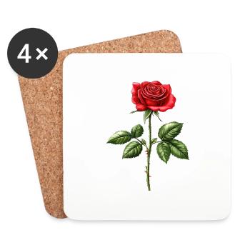Rose Fleur Amour Saint Valentin - Dessous de verre (lot de 4) - blanc - Devant
