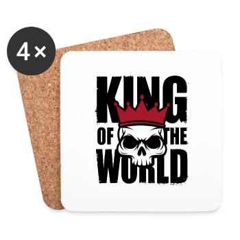 Totenkopf mit Krone King of the World - Untersetzer (4er-Set) - Weiß - Vorne