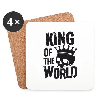 Totenkopf mit Krone King of the World - Untersetzer (4er-Set) - Weiß - Vorne