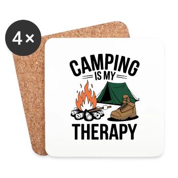 Le camping est ma thérapie - Dessous de verre (lot de 4) - blanc - Devant