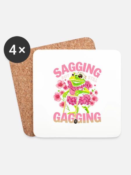 Humor Frosch schlaff, aber immer noch würgend - Frosch Meme - Untersetzer (4er-Set) - Weiß