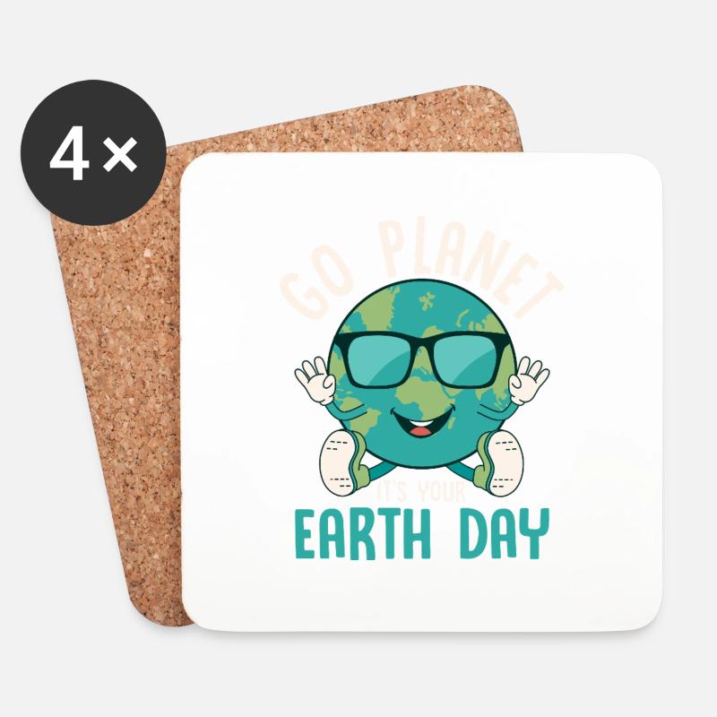 Go Planet It's Your Earth Day Environmental Planet - Untersetzer (4er-Set) - Weiß