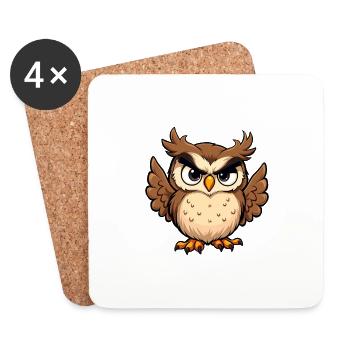 Ne me regarde pas sur ce ton Hibou - Dessous de verre (lot de 4) - blanc - Devant