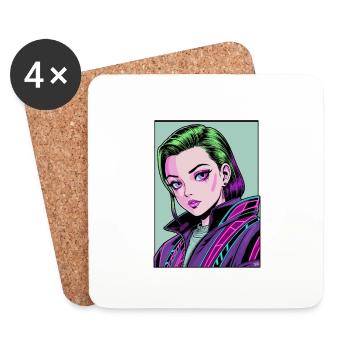 Anime Woman - Coasters (set of 4) - white - Front
