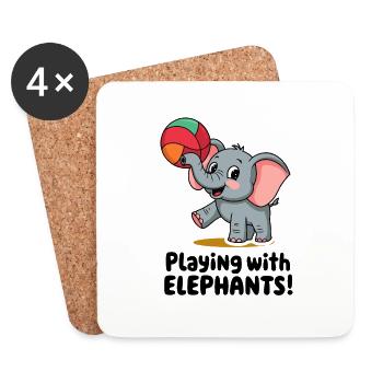 ÉLÉPHANT - Dessous de verre (lot de 4) - blanc - Devant