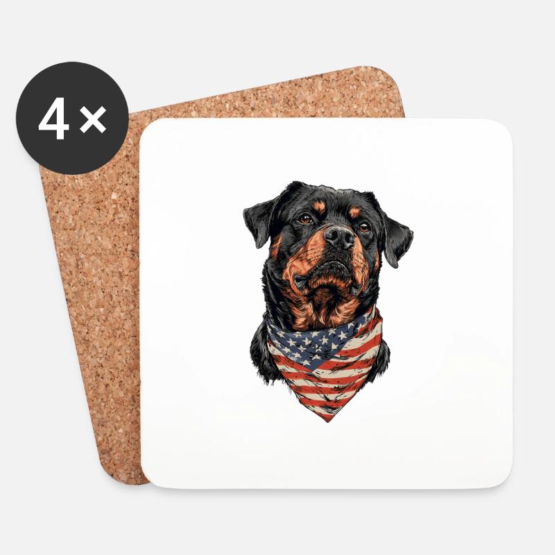Rottweiler - Untersetzer (4er-Set) - Weiß