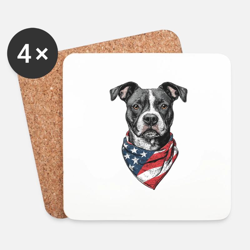 Staffordshire Bullterrier - Untersetzer (4er-Set) - Weiß