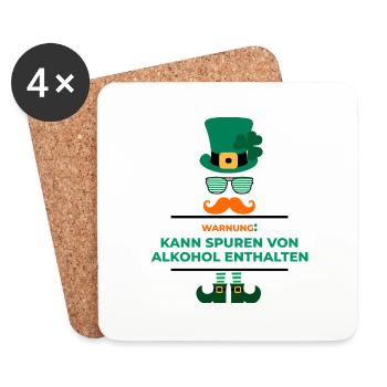 Spuren von Alkohol enthalten - St Patrick's Day - Untersetzer (4er-Set) - Weiß - Vorne