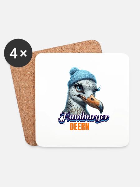 Hamburg Hamburger Deern Norddeutsch Möwe Beanie - Untersetzer (4er-Set) - Weiß