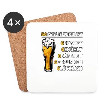 5G Bière Drôle Design Drôle Idée Cadeau Drôle - Dessous de verre (lot de 4) - blanc - Devant
