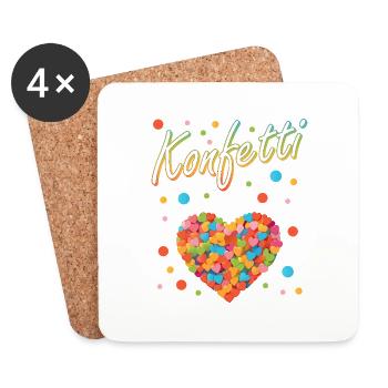 confettis carnaval carnaval design amusant - Dessous de verre (lot de 4) - blanc - Devant