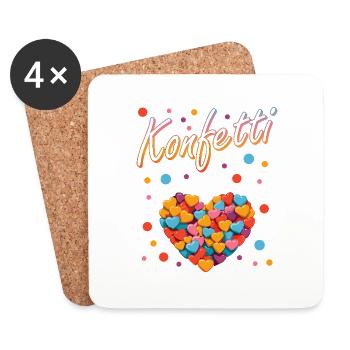 Konfetti Fasching Karneval Spaß Design - Untersetzer (4er-Set) - Weiß - Vorne