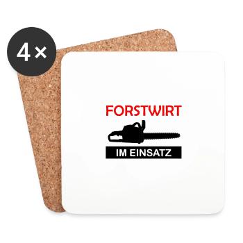 Forstwirt im Einsatz Kettensäge Waldarbeiter - Untersetzer (4er-Set) - Weiß - Vorne