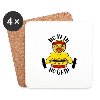 No pain, no gain Ducky Body Builder - Coasters (set of 4) - white - Front