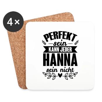 Hanna - Perfekt Sein Kann Jeder Hanna Nicht - Untersetzer (4er-Set) - Weiß - Vorne