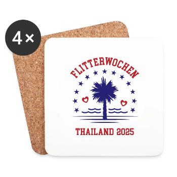 Flitterwochen Thailand 2025 Hochzeitsreise - Untersetzer (4er-Set) - Weiß - Vorne