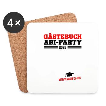 Abi 2025 Abiparty Gästebuch Abiturient Abitur - Untersetzer (4er-Set) - Weiß - Vorne