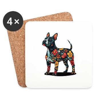 Bullterrier - Untersetzer (4er-Set) - Weiß - Vorne