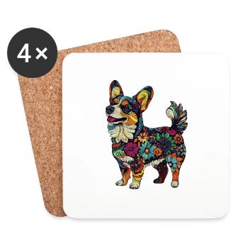 Welsh Corgi Pembroke - Untersetzer (4er-Set) - Weiß - Vorne