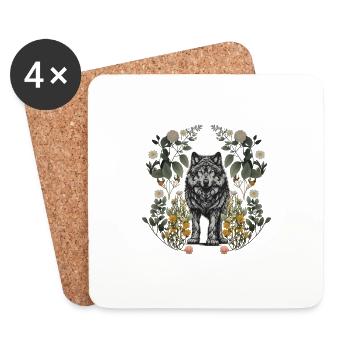 Wolf Wölfe Natur - Untersetzer (4er-Set) - Weiß - Vorne