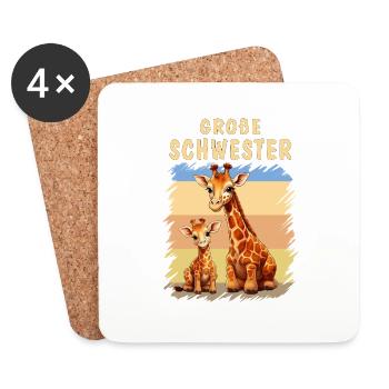 GIRAFFEN PSSSST ICH WERDE GROßE SCHWESTER - Untersetzer (4er-Set) - Weiß - Vorne