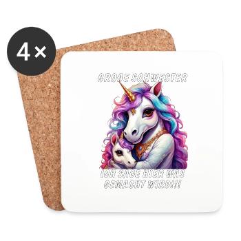 EINHORN GROßE SCHWESTER - Untersetzer (4er-Set) - Weiß - Vorne