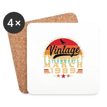 Anniversaire mars 1989.Cadeau Mars 1989.March 1989 - Dessous de verre (lot de 4) - blanc - Devant