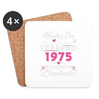 50ème Anniversaire Femme 50 Ans Réalisé En 1975 Février - Dessous de verre (lot de 4) - blanc - Devant