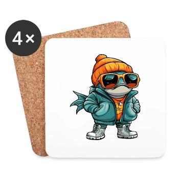 Piranha Poisson Bande dessinée cool - Dessous de verre (lot de 4) - blanc - Devant