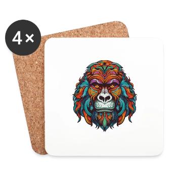 Gorilla Portrait - Untersetzer (4er-Set) - Weiß - Vorne