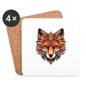 Fuchs Portrait - Untersetzer (4er-Set) - Weiß - Vorne