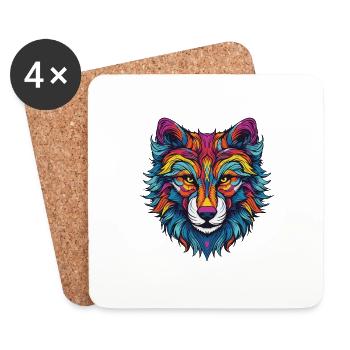 Wolf Portrait - Untersetzer (4er-Set) - Weiß - Vorne