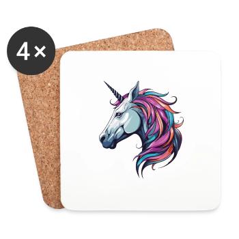 Einhorn Portrait - Untersetzer (4er-Set) - Weiß - Vorne