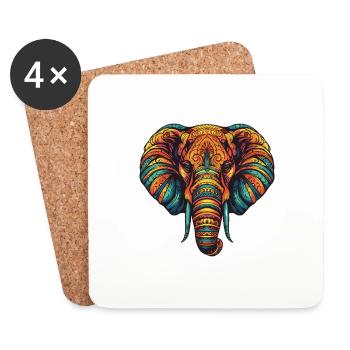 Portrait d’éléphant - Dessous de verre (lot de 4) - blanc - Devant
