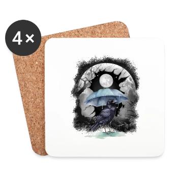 Halloween Bird Raven Crow Crow Forest Moon - Coasters (set of 4) - white - Front