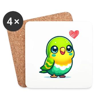 Budgie Love - Coasters (set of 4) - white - Front
