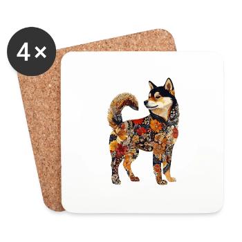 Shiba Inu - Untersetzer (4er-Set) - Weiß - Vorne