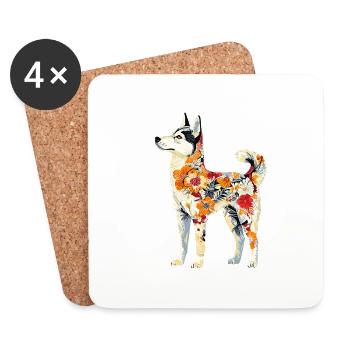 Sibirischer Husky - Untersetzer (4er-Set) - Weiß - Vorne