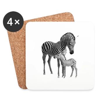 Zebra - Untersetzer (4er-Set) - Weiß - Vorne