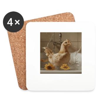 Huhn - Untersetzer (4er-Set) - Weiß - Vorne