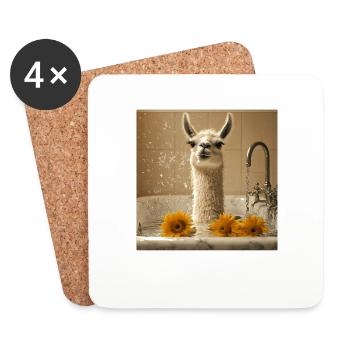 Lama - Untersetzer (4er-Set) - Weiß - Vorne